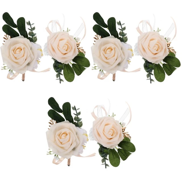 3 set di corsagi di fiori di filo artificiale boutonniere set corsage