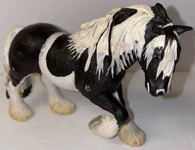 Schleich Germany 2003 Tinker Mare 5" Horse Figure Toy Black White Prancing