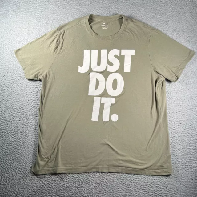 Camiseta Nike Para Hombre XL Beige Verde Mangas Cortas Gráfica Informal Básica