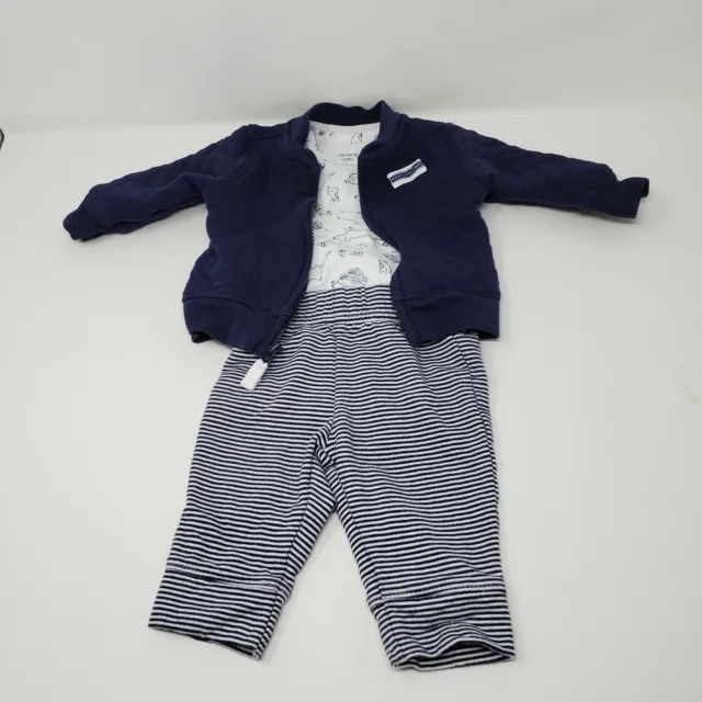 Carters 3 Pc Set Jacket Pants Bodysuit Infant 3 mos Navy Blue