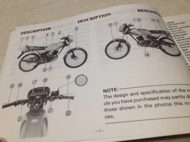 Manuel propriétaire Yamaha RD50MX RD50 MX RD 50 50RD owner's manual éd. 81 3