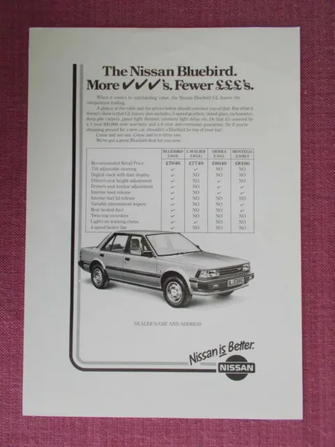 Nissan Bluebird A4 Sized Advertising Proof Brochure (Db 13)