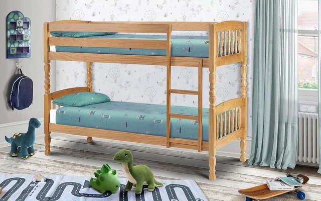 WOODEN PINE BUNK Bed Single Size Frame Sturdy Children Kids Bedroom ...