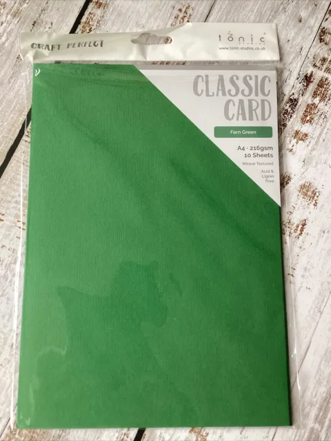 (B) Tarjeta clásica de Tonic Studios A4 216gsm tejido helecho texturizado verde 10 hojas