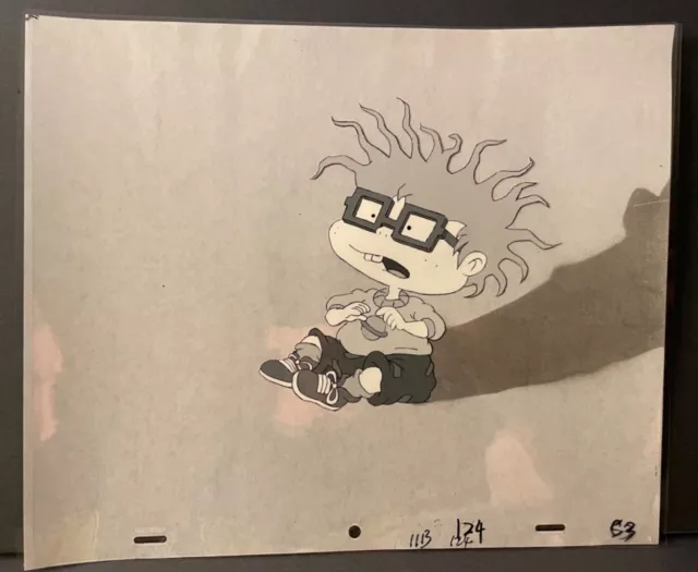 Rare B&W Rugrats Original 1990's Animation Cel with Chuckie Finster