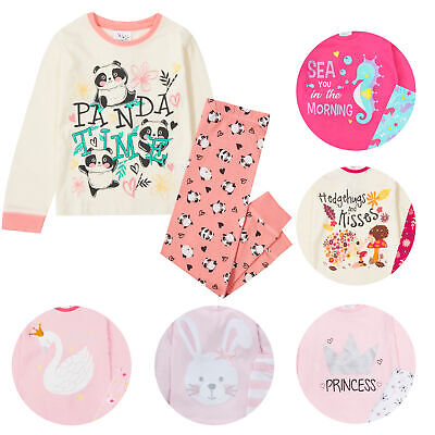 Girls Kids Pyjama Set PJs 100% Cotton Long Sleeve Nightwear Gift Present Age 2-6