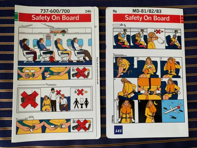 SAS Scandinavian Airlines Safety Cards MD-81/82/83 B737-600/700 Star Alliance