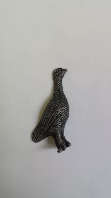 Grouse pewter effect Animal 3D pin badge