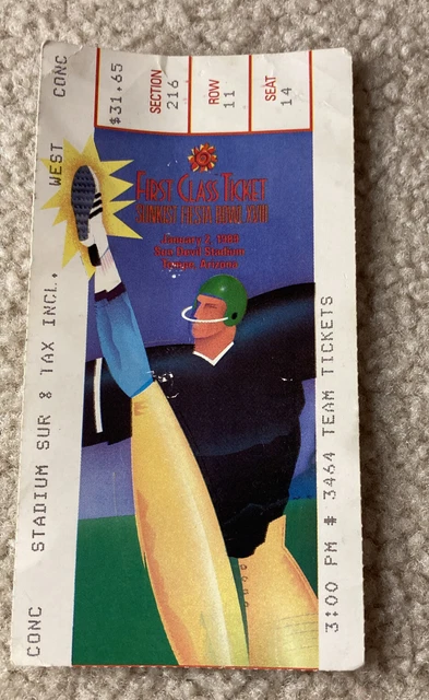 1989 Sunkist Fiesta Bowl XVIII Ticket Stub Notre Dame National Champs 1989 Sunkist Fiesta Bowl XVIII Ticket Stub Notre Dame National Champs