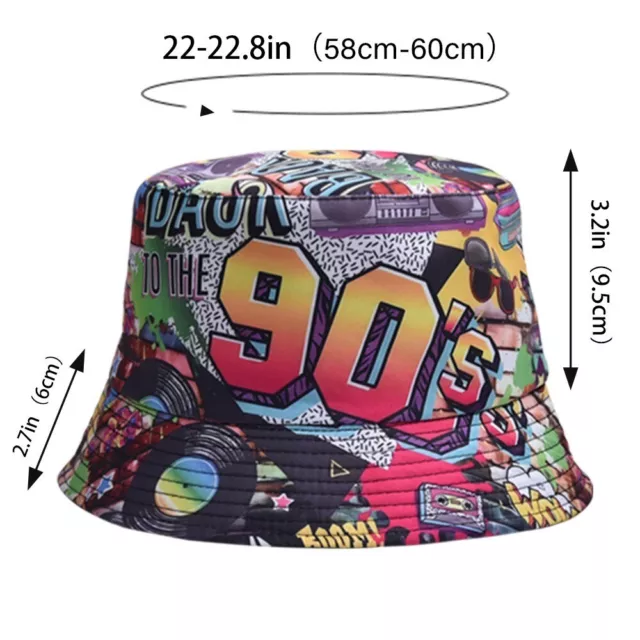 80S 90S BEACH Fishing Hat Double-side Print Cap Retro Bucket Hat Men ...