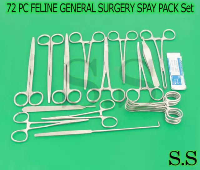 72 Pc Feline General Surgery Spay Pack Veterinary Surgical Instruments Ds-1039