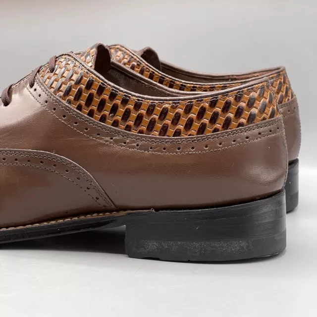 STACY ADAMS MEN'S 7.5 Shoes Brown Leather Wingtip Dayton Basket Weave ...