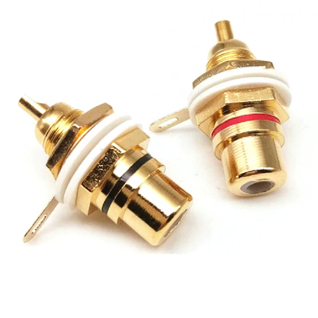 CONNETTORE RCA DA PANNELLO DOPPIO HIEND RCs14 24k Audiophile Panel Chassis Mount EUR 3,99 - IT - Foto 2