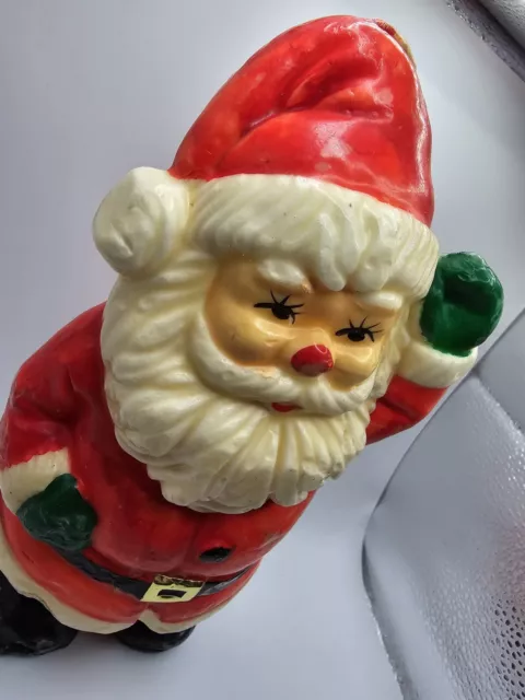 Vintage Christmas Santa Claus Head Face Wax Candle 9.5" 3