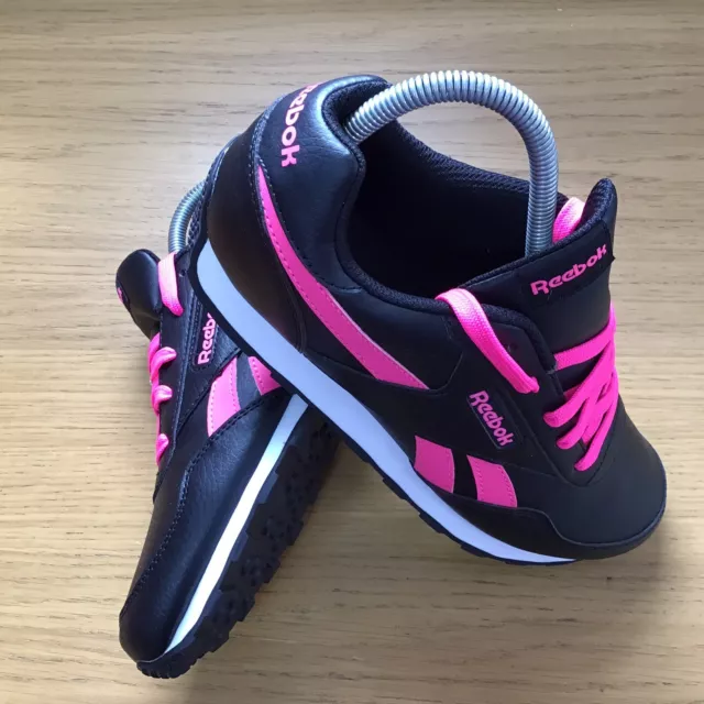 BNWOB LADIES REEBOK Royal Rewind Run Black Pink Trainers Size UK