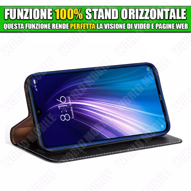 Flip Cover Custodia Magnetica per Xiaomi Redmi Note 8T Pelle Portafoglio a Libro 3