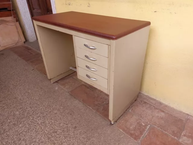 PICCOLA SCRIVANIA IN LAMIERA ANNI '50 DATTILO 89cm MALVESTIO PADOVA INDUSTRIALE