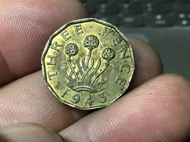 1942 or 1943 Great Britain 3 Pence England, United Kingdom, WWII Era Coin-1 Coin
