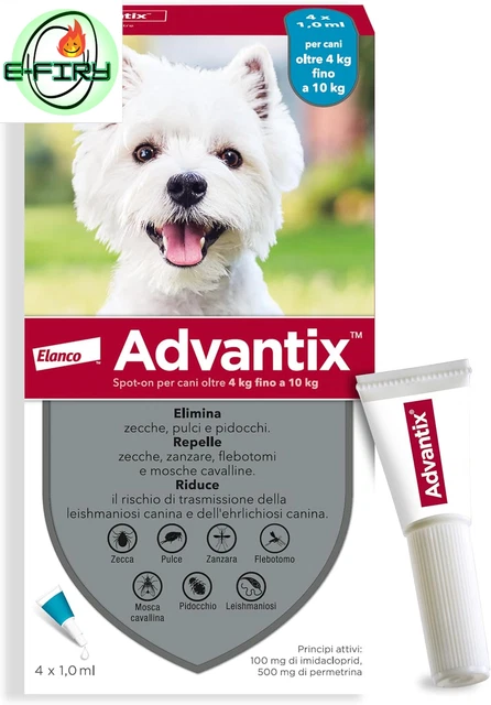 Antiparassitario per Cani, 4 x 1 Ml, Elimina Zecche, Protegge Da Leshmaniosi