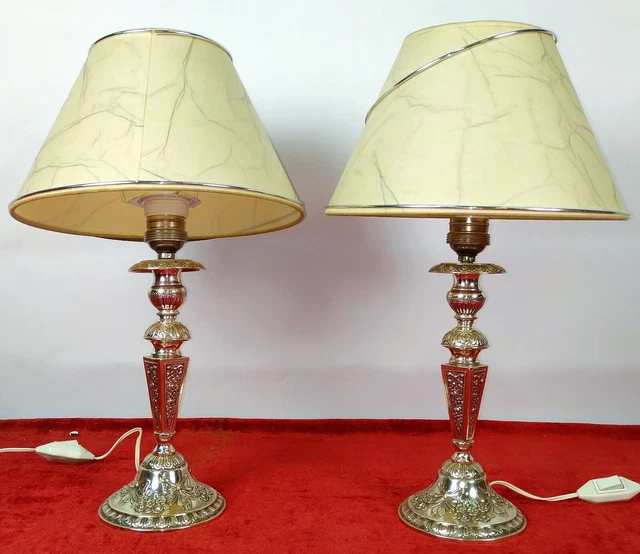 Pair Of Electrified Chandeliers. Punched Silver. Spain. Circa 1950