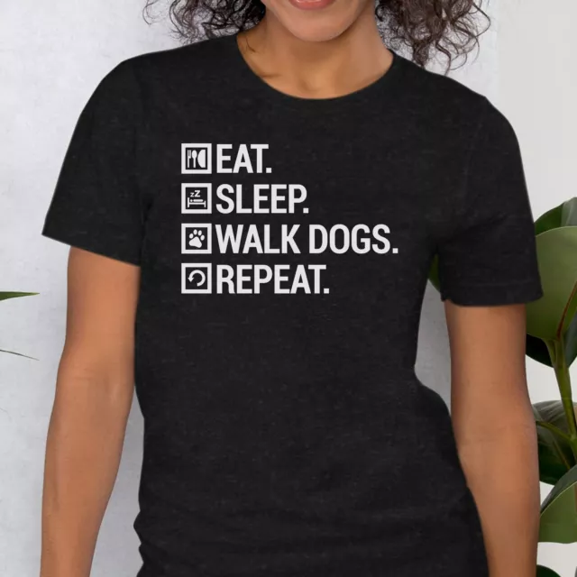 UNISEX EAT. SLEEP. Walk Dogs. Repeat. T-Shirt Funny Dog Walking T-Shirt ...