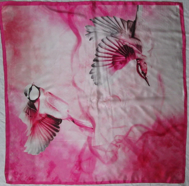 Foulard Soie Vintage Grand Prix Turin - 76x77 Cm, Rose, 100% Soie