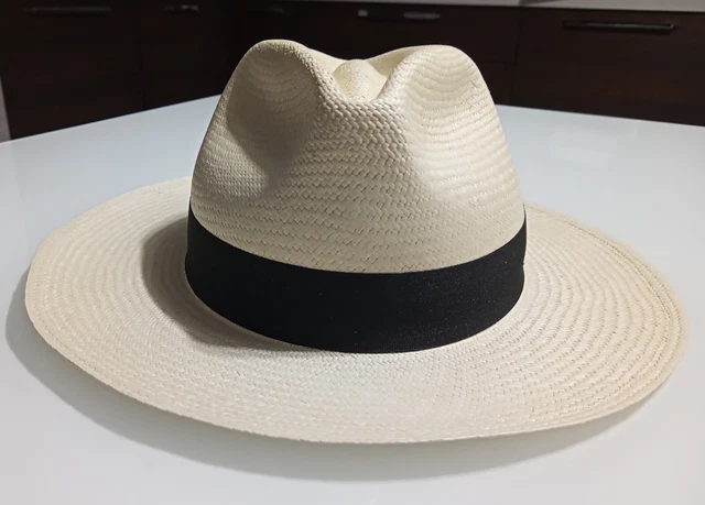 Tirabasso Cappello Elegante Uomo Cappello Panama Montecristi Grado 9 - Tessuto A Mano In Ecuador Cappello Paglia Ecuador