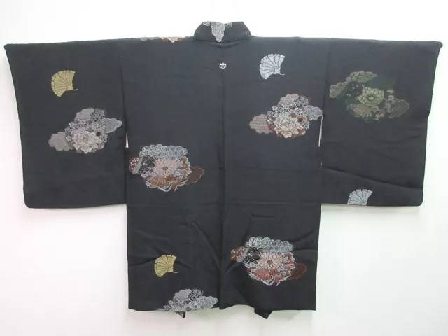 7702J4 Silk Vintage Japanese Kimono Haori Jacket Chrysanthemum