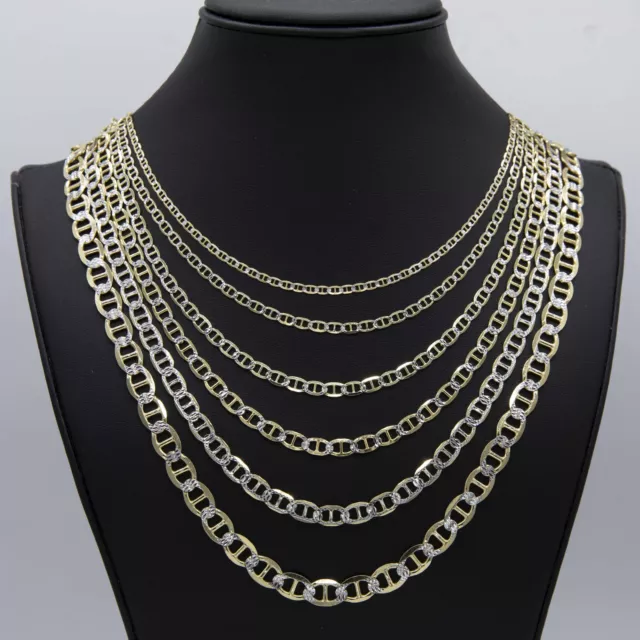 Mariner Link Chain Necklace Real 14K Yellow Gold-Plated Silver 925 All Sizes