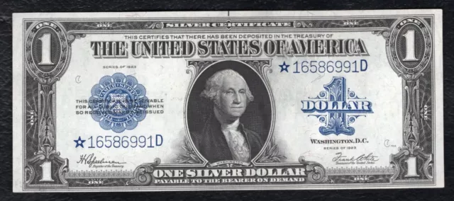 Fr. 237* 1923 $1 One Dollar *Star* “Horseblanket” Silver Certificate Unc