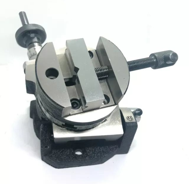 3" Inch Precision Tilting Rotary Table HV 4 Slot 75mm With 80mm Vise Round Vice