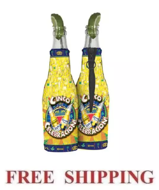 Corona Extra Light Cinco De Mayo 2 Beer Bottle Koozie Coolie Coolers Huggie New