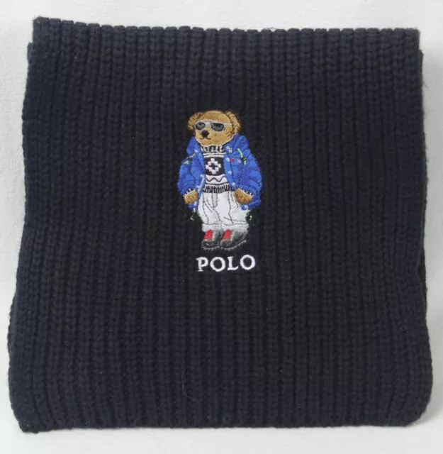 Polo Ralph Lauren Collectable Black Teddy Bear Scarf NWT
