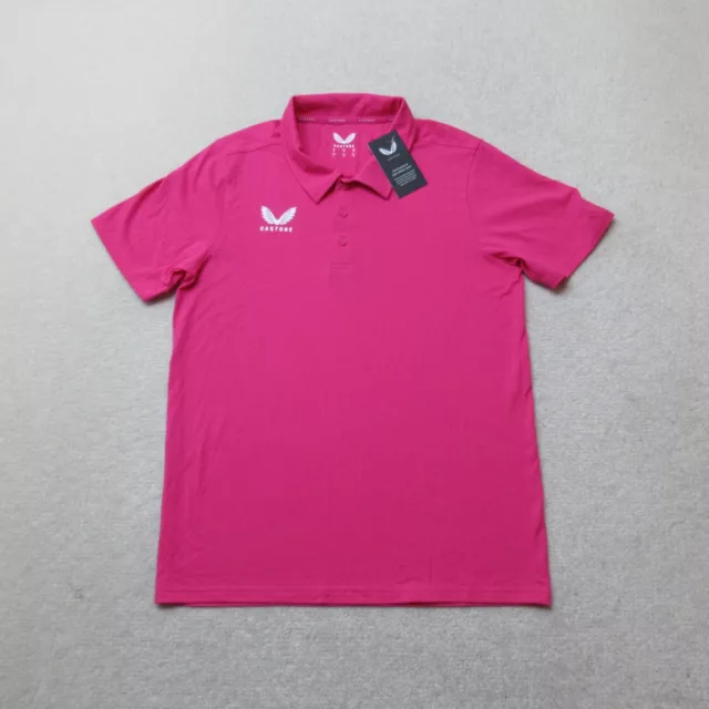 Castore Polo Shirt Mens Medium Pink Short Sleeve Casual Jersey Sportswear NWT