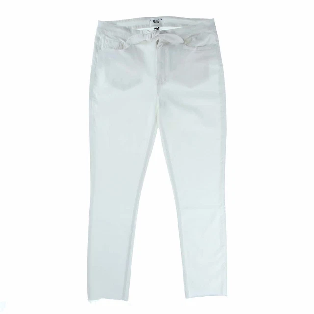PAIGE Hoxton High Rise Ultra Skinny Tie Front Ankle Peg Jean White Womens 31 NEW