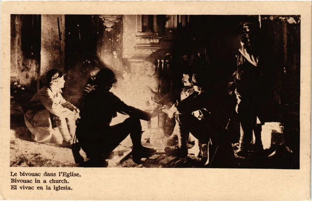 CPA MILITAIRE Le bivouac dans l'Eglise (316911)