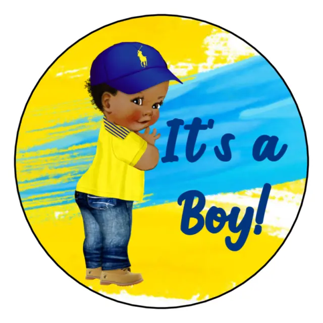 12 Baby Shower It's a Boy Baseball Hat Favor Labels 2.5" Round Labels Stickers
