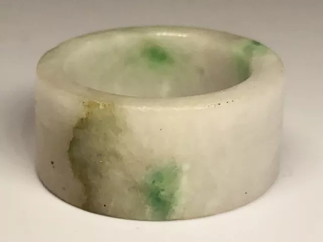 Antique 1920s Chinese Hand-Carved White Jade Archer Ring