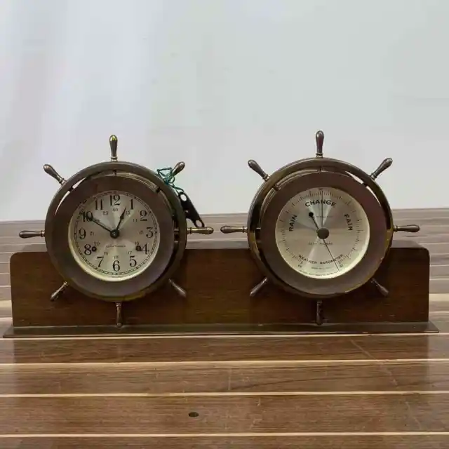 Vintage Seth Thomas Helmsman 24 Hour Clock And Weather Barometer