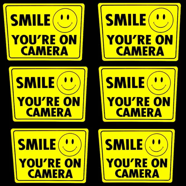 Lot Of 6 Smile Youre On Store Security Cctv Video Camera Outdoor Warning Sticker