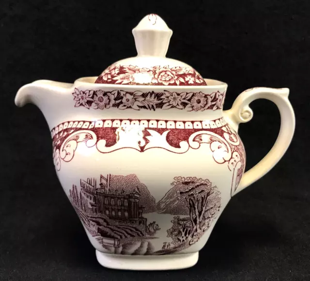 Myott OLD ENGLAND MAROON Cambridge Creamer Cream Jug Lid Pink Staffordshire