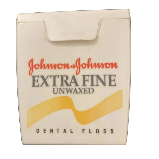 VINTAGE JOHNSON & Johnson extra fine unwaxed dental floss open box un