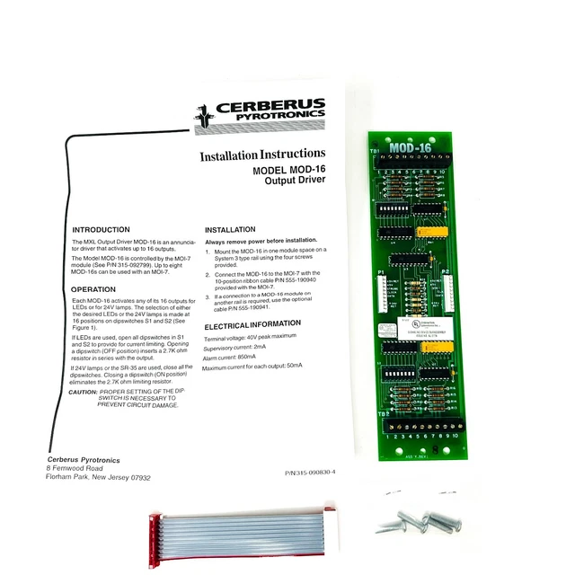 Siemens MOD-16 Cerberus Pyrotronics 500-890828 Output Driver Module for MXL