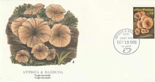 FIRST DAY COVER, ANTIGUA-BARBUDA-1986 Mushrooms