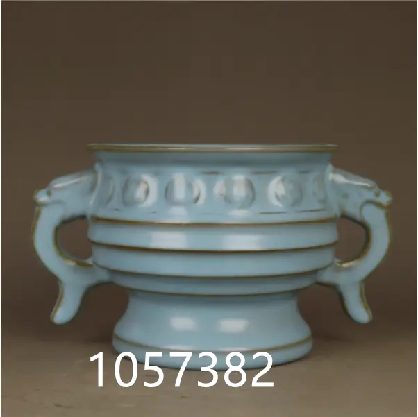 6.8"Old China Porcelain Chongning Year Ru Kiln Tianqing Glazed Incense Stove