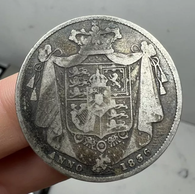 Antique Georgian 1836 Half Crown 925 Solid Silver Coin British