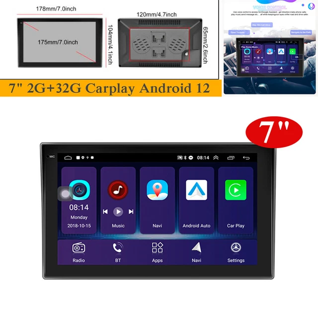7" 2G+32G Carplay Car Stereo Radio Android 12 GPS WiFi Navigator Reversing input