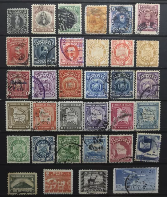 Bolivia 1894-1950 Used,Unused Vintage Stamps.