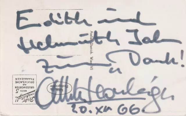 ATTILA HÖRBIGER Original Autogramm Postkarte 60er Jahre umseitig signiert 2