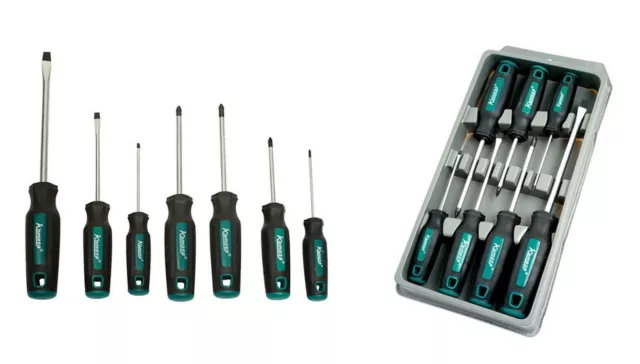 Set Tournevis 7 Pièce Plat Cruciforme Phillips Résistant Tournevis Kamasa 55889